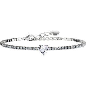 Diamond April 14K Plated, A+ CZ Tennis Chain Heart Charm Bracelet